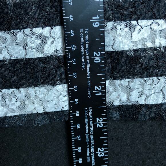 Express Womens Blouse Black White Lace Striped Sheer Tank Scoop Neck Stretch S - Picture 9 of 12